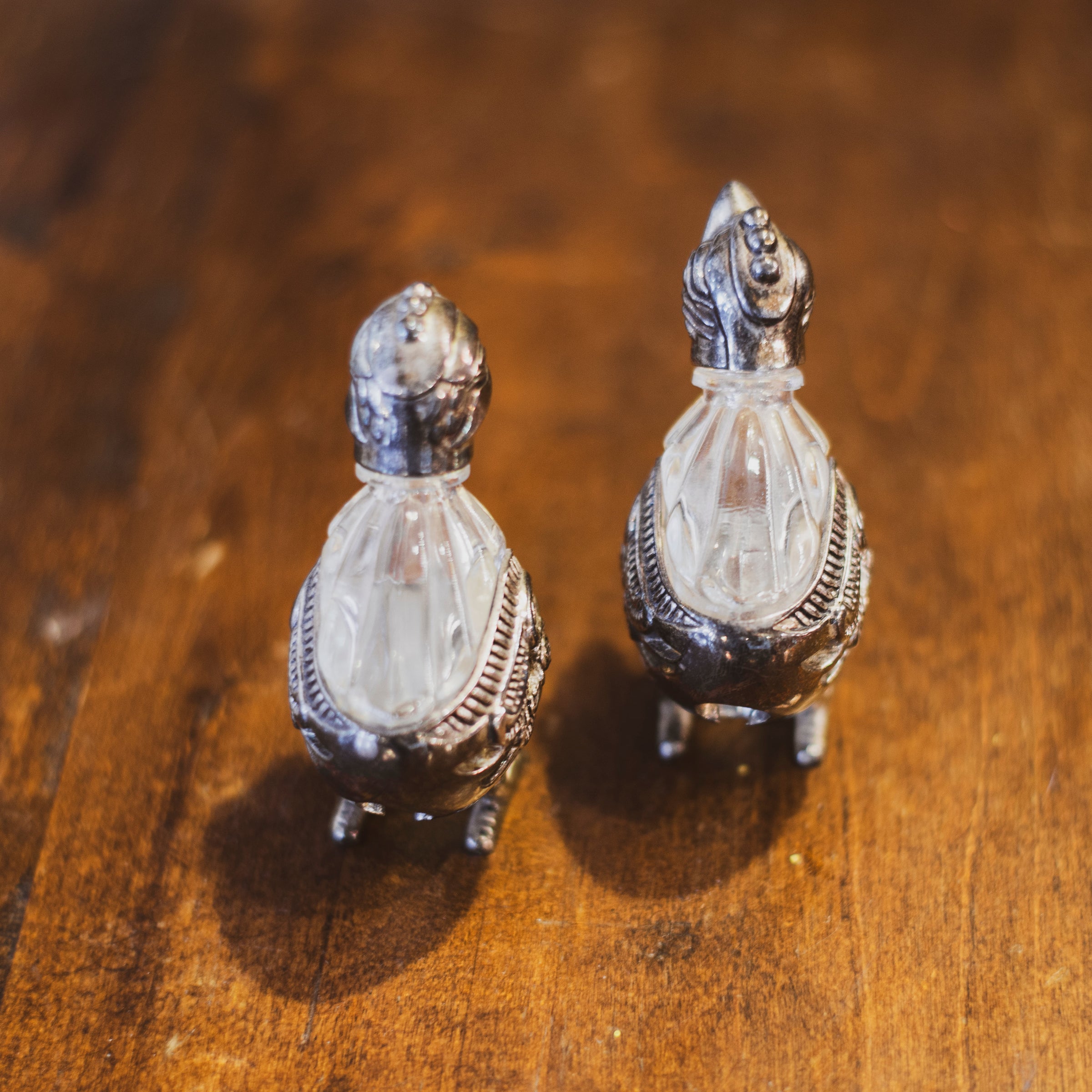 Vintage Godinger Silver and Crystal Salt and Pepper Shaker Chicks