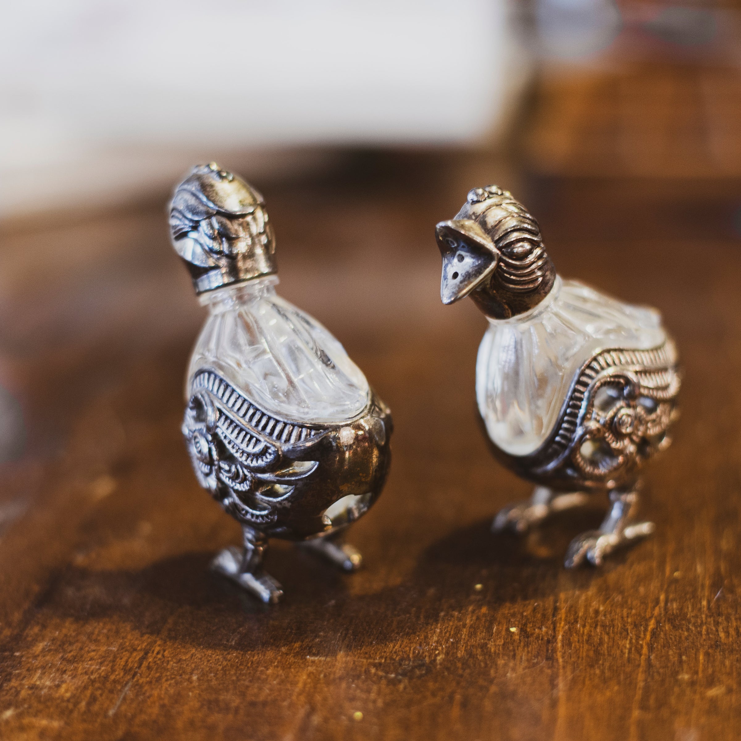 Vintage Godinger Silver and Crystal Salt and Pepper Shaker Chicks