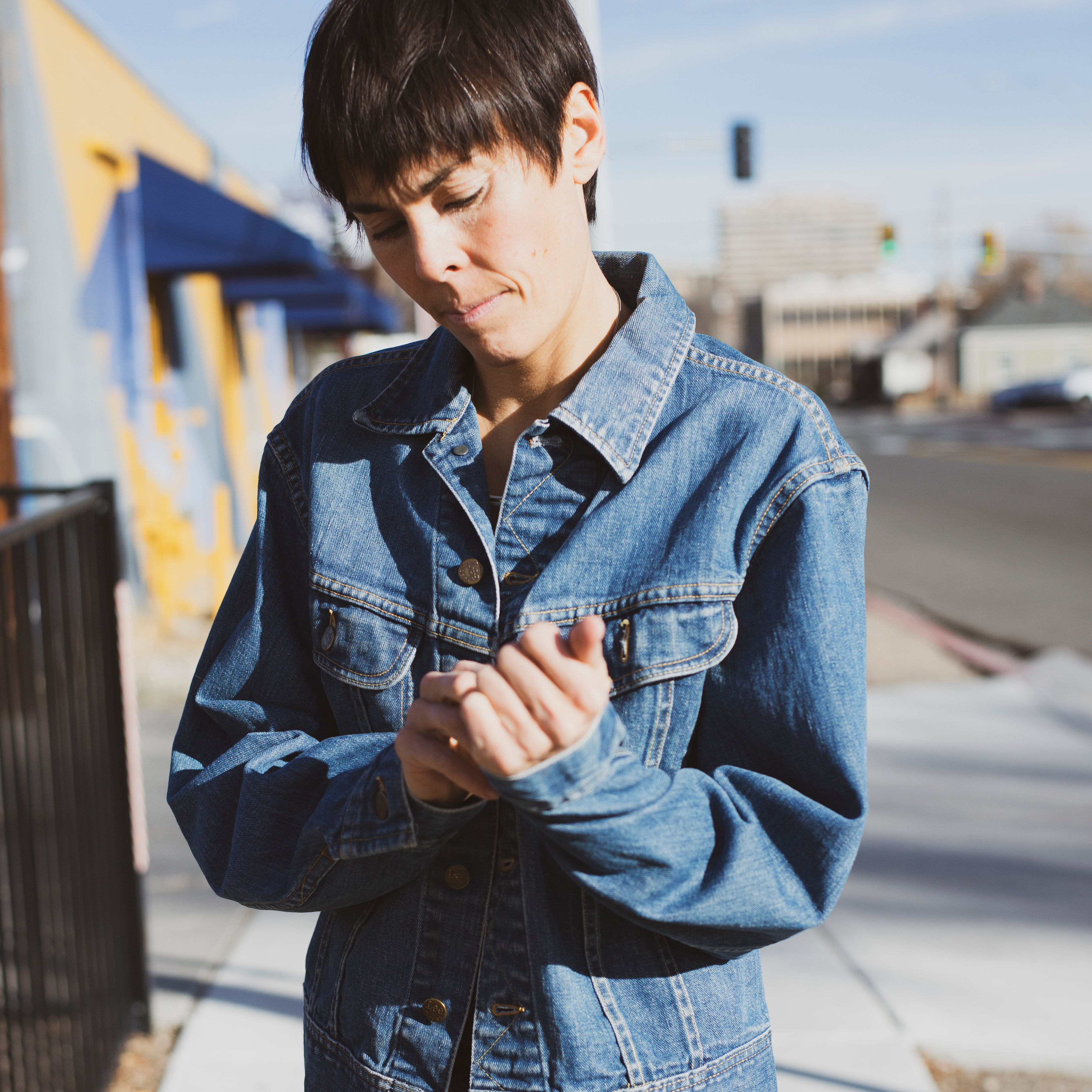 Vintage Lee Denim Jacket with Patchwork Panel Back | The Nest