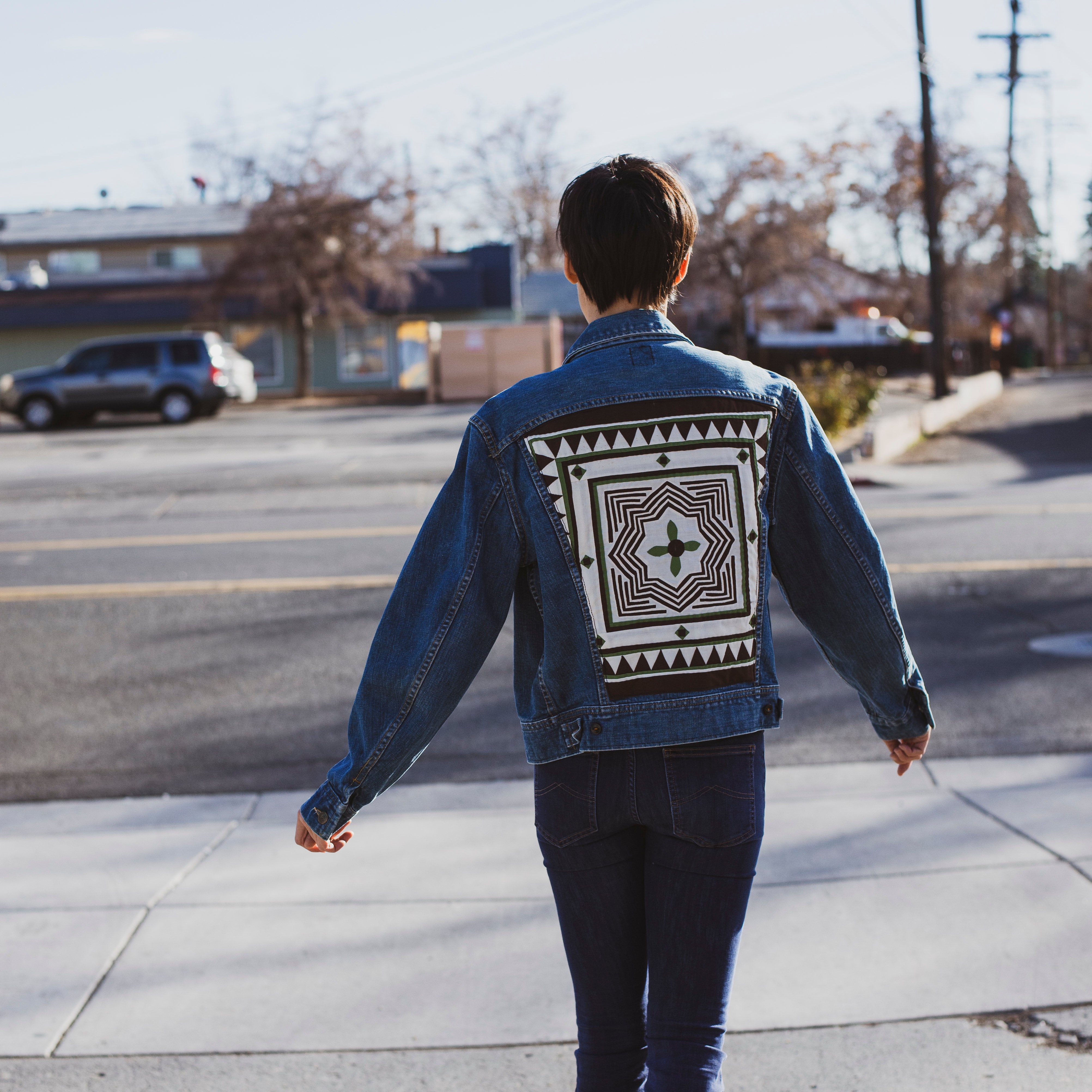 Vintage Lee Denim Jacket with Patchwork Panel Back | The Nest