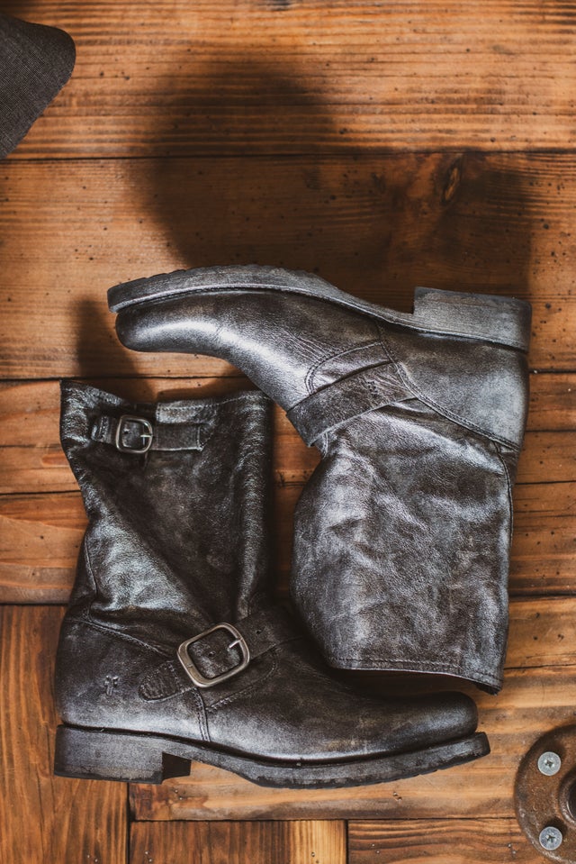Frye Silver Leather Boots The Nest